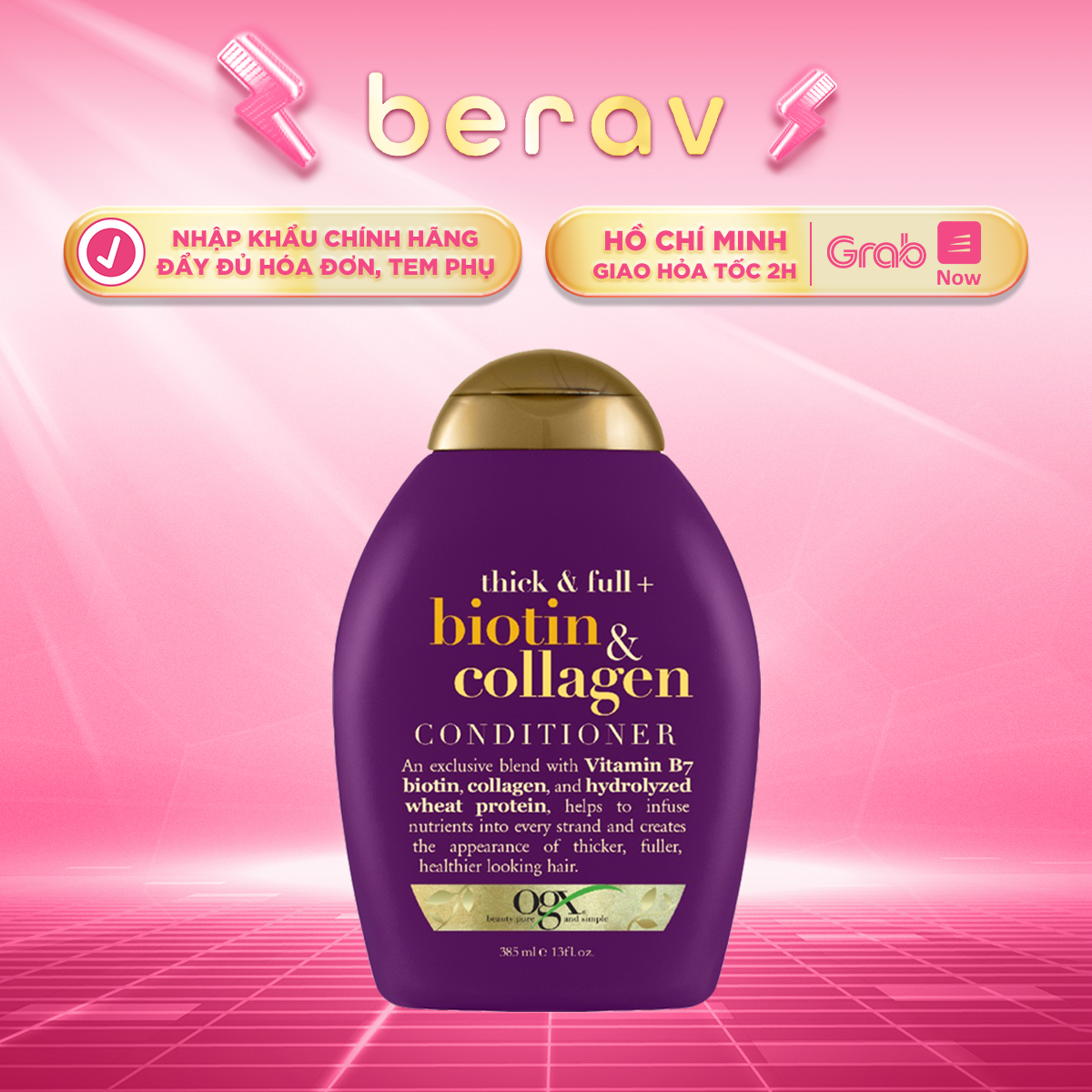 Dầu Xả Dưỡng Dày Tóc OGX Thick & Full + Biotin & Collagen Conditioner 385ml