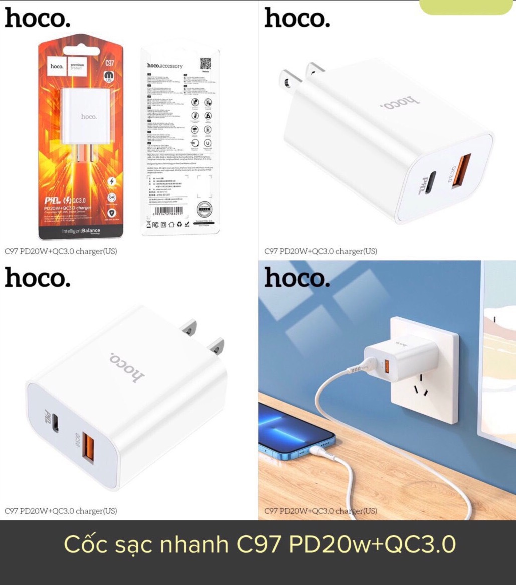 Cốc Sạc Nhanh Siêu Tốc - PD 18W đầu vào TypeC Cho Iphone, Ipad - Hoco C76A(c80,c97)