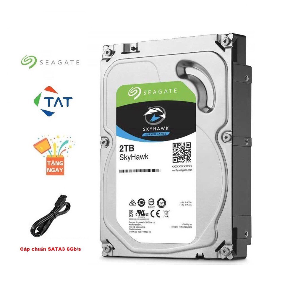 Ổ cứng HDD Seagate 2TB SkyHawk 3.5  inch SATA3 (Bảo Hành 24 Tháng 1 Đổi 1)