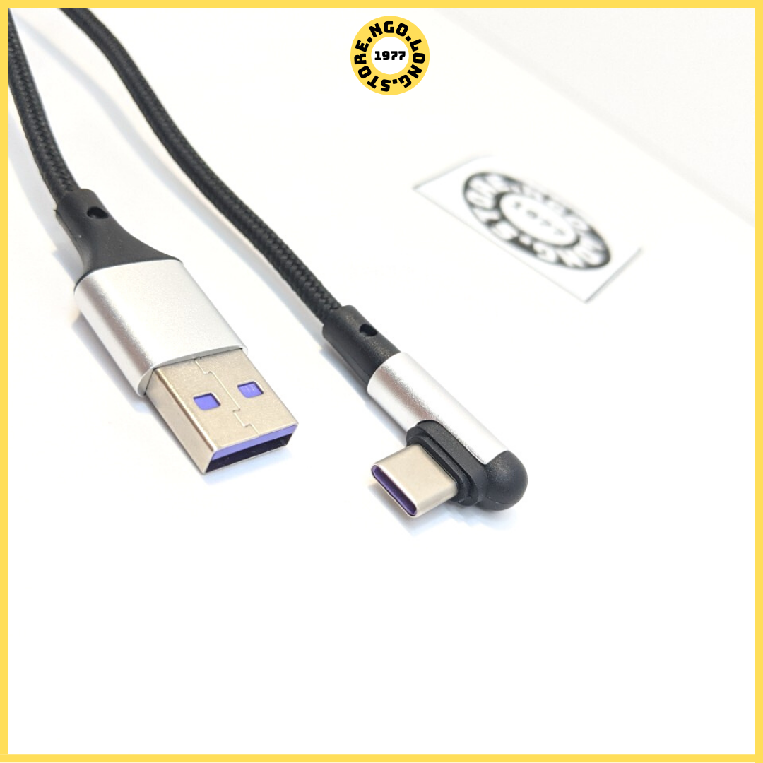 Dây Cáp Sạc Gập Đầu 1m2/ Cáp Sạc Nhanh 3A (Truyền Dữ Liệu) / Micro usb, type c, iphone, samsung - ( cáp sạc không vướng tay khi chơi game )