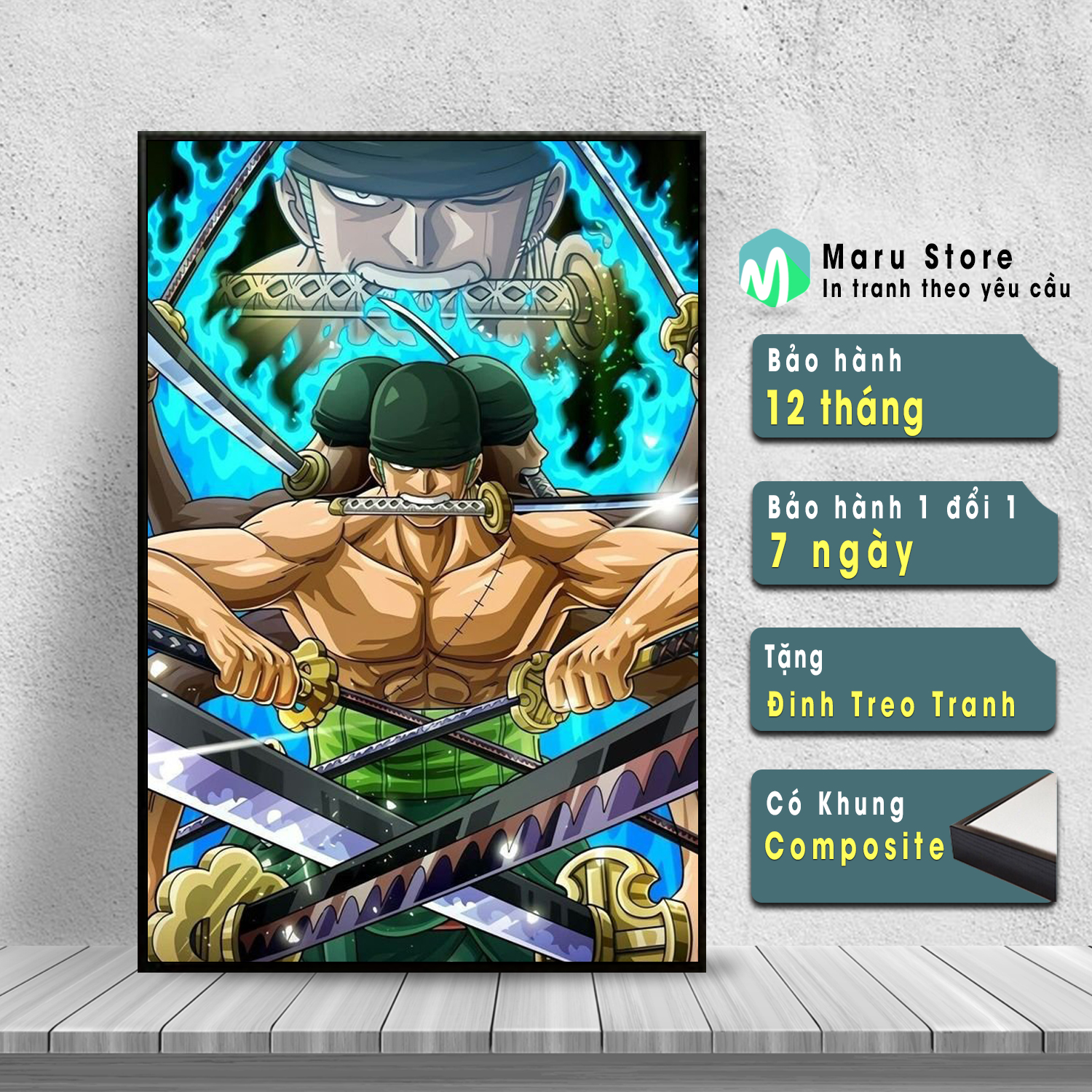 Tranh Anime One Piece Zoro Tranh Canvas Treo Tường