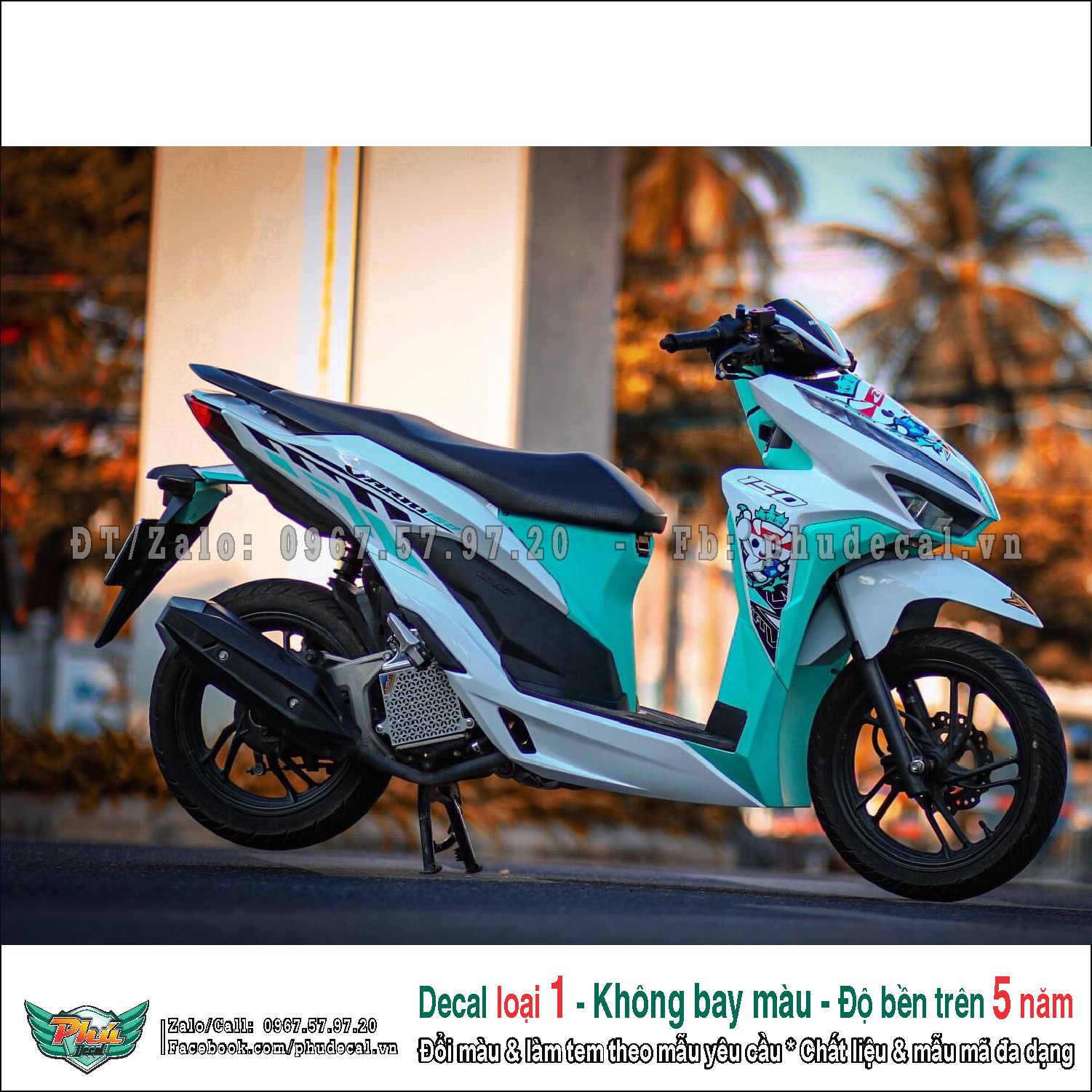 Tem rời vario trắng xanh Racing