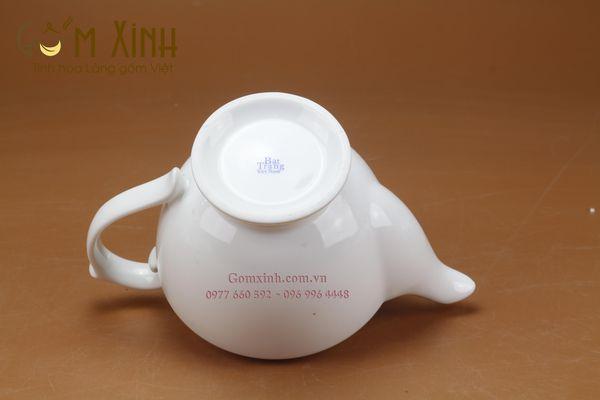 Bộ ấm chén Bát Tràng dáng Cúp cỡ S2 vàng kim