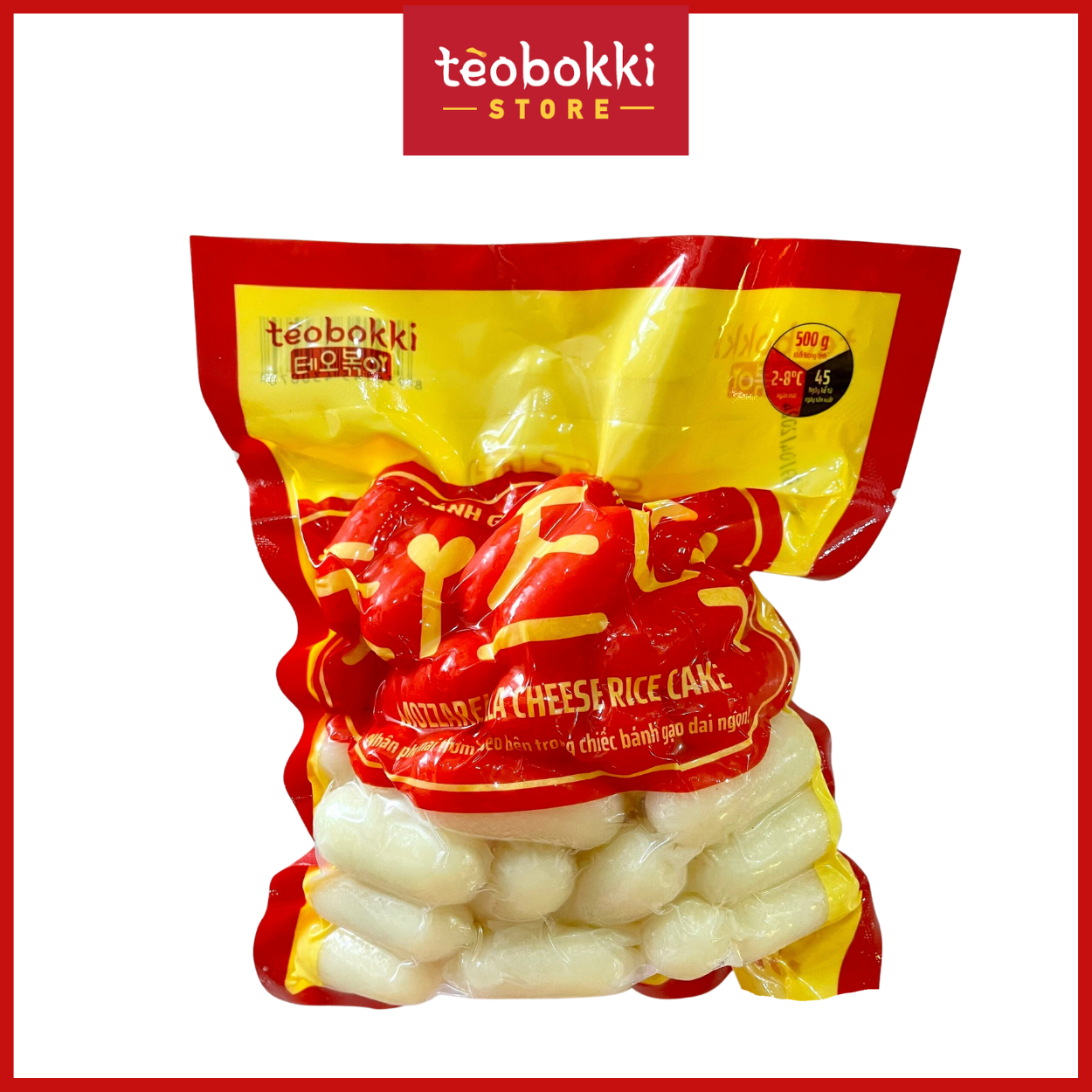 Bánh gạo nhân phô mai - Tokbokki phô mai - Mozzarella Cheese Rice Cake 500g