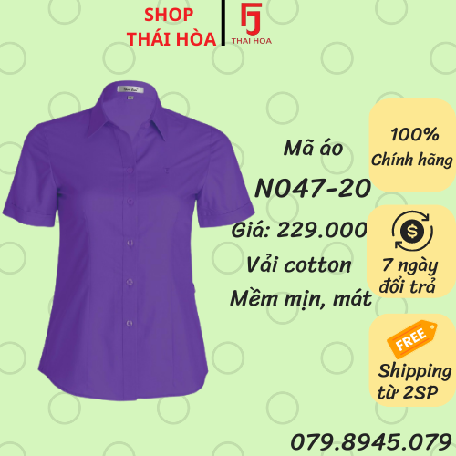 Áo Thái Hòa màu tím Huế sang trọng chuẩn quý cô 047-20-01