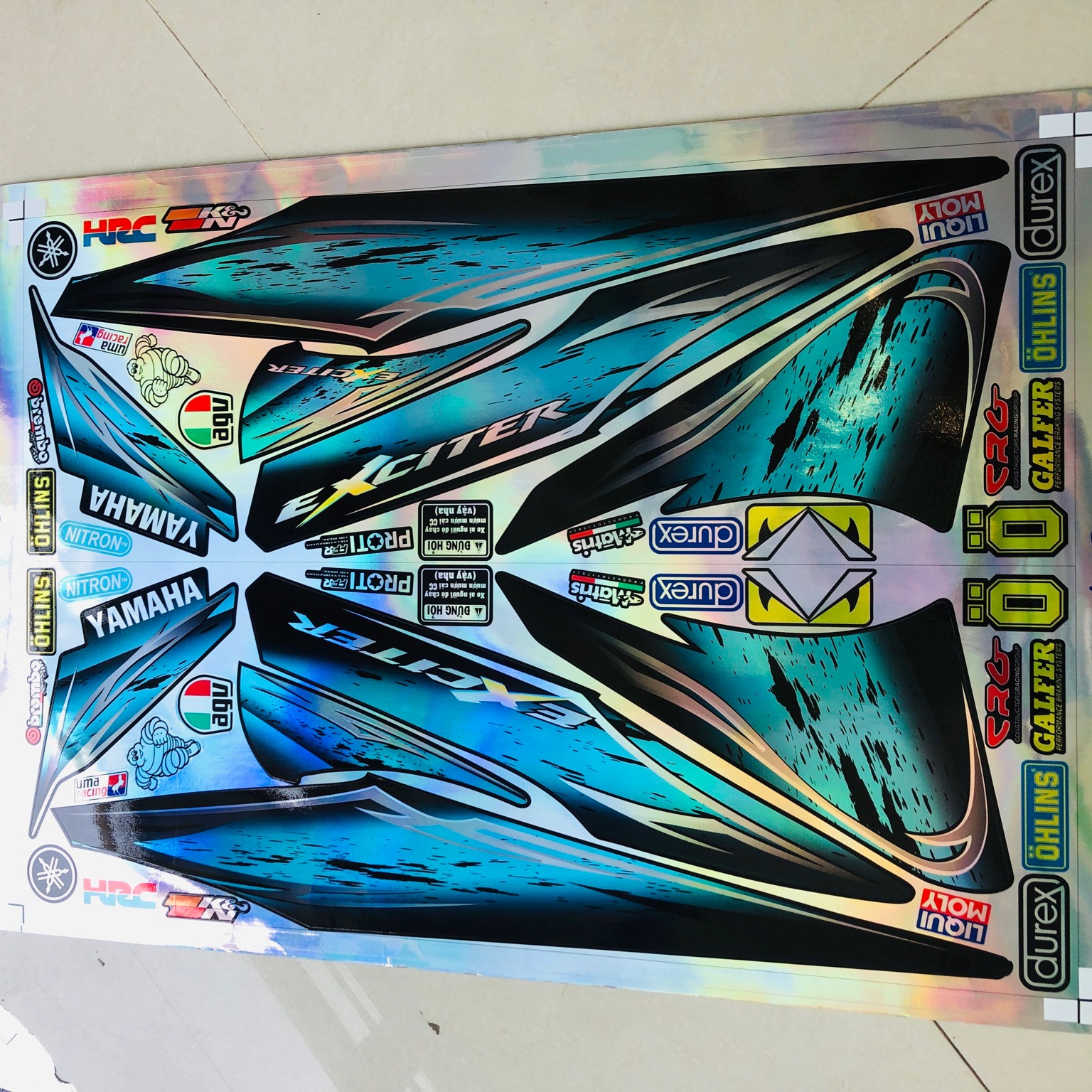 Tem rời exciter 2006 xanh ngọc Crom titan 7 màu