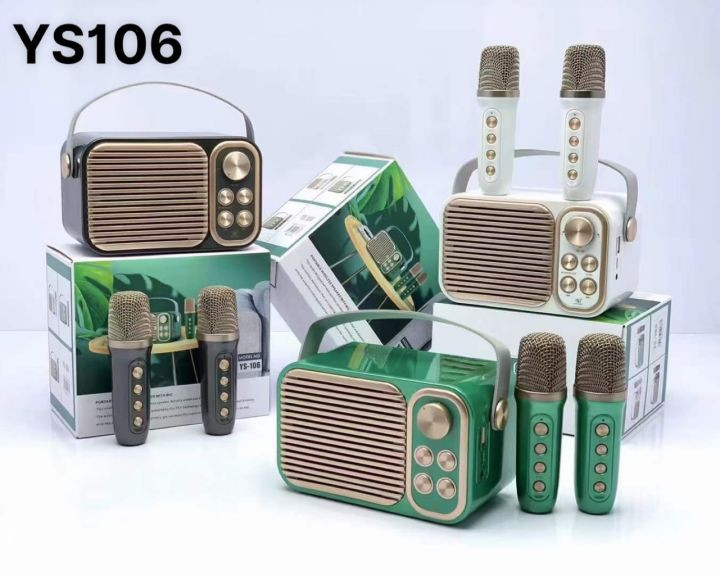 Loa Karaoke Bluetooth YS 105 YS 106 Kèm 2 Micro Không Dây Thiết Kế Sang Trọng Nhỏ Gọn, Hỗ Trợ Hiệu Ứng Âm Thanh Siêu Hay Trầm Ấm, Công Suất loa Lớn, Pin Siêu Khỏe Tiện Lợi, Dễ Sử Dụng. BH 6 Tháng nếu Lỗi Do Nhà Sản Xuât