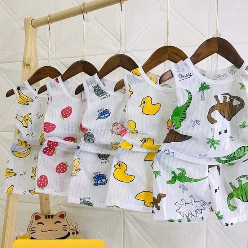 combo 5 bộ cotton giấy ba lỗ cho bé 3-15kg