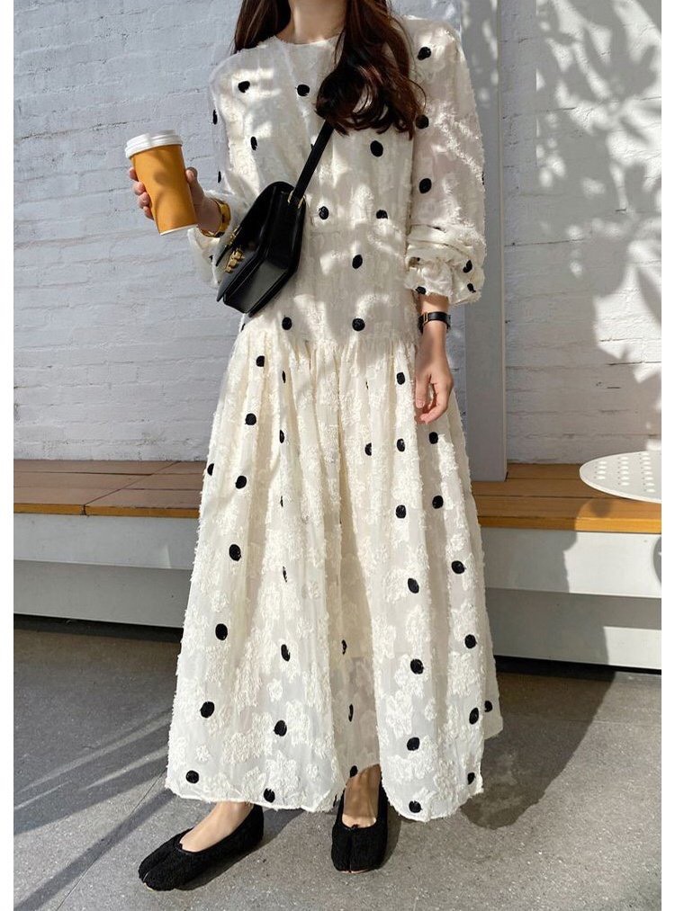 Váy dài chấm bi Hàn Quốc, Váy maxi đi biển đẹp, freesize đến 68kg