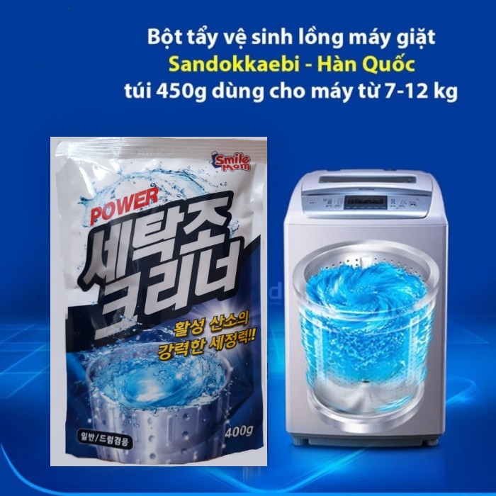 Bột tẩy lồng máy giặt hàn quốc sandokkaebi smile mom gói 450g