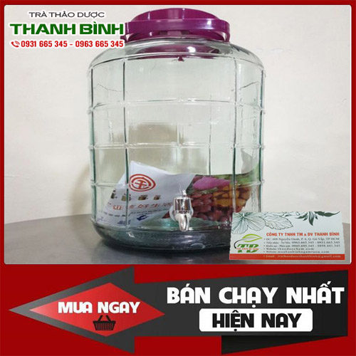 Bình Ngâm Sâm Thủy Tinh Nắp Tím 16 Lít - Hũ Ngâm Sâm 16 Lít