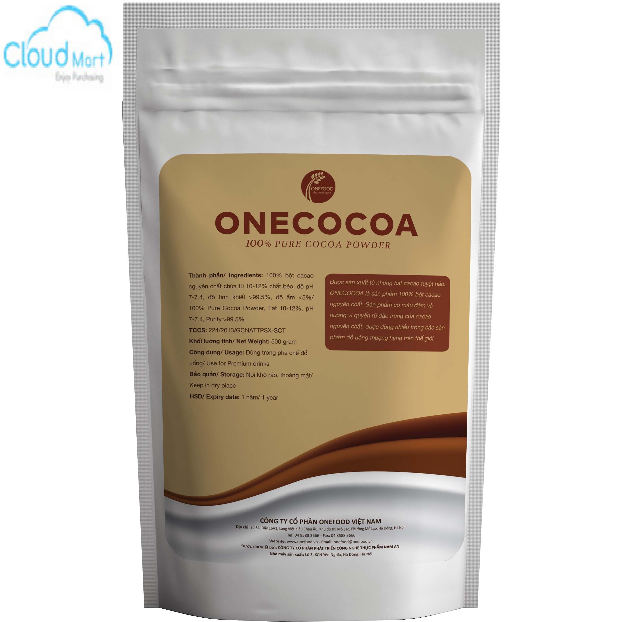 Bột Cacao nguyên chất Onecocoa 500g