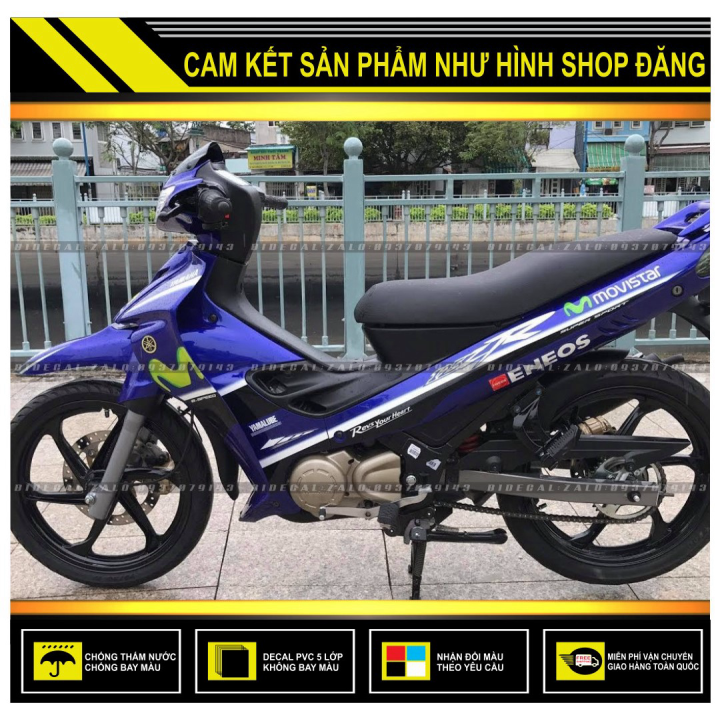 Tem rời yaz 125 mẫu movistar zr dán xe xanh gp