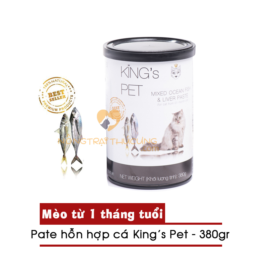 Pate lon king's pet cho mèo hỗn hợp cá 380g -
