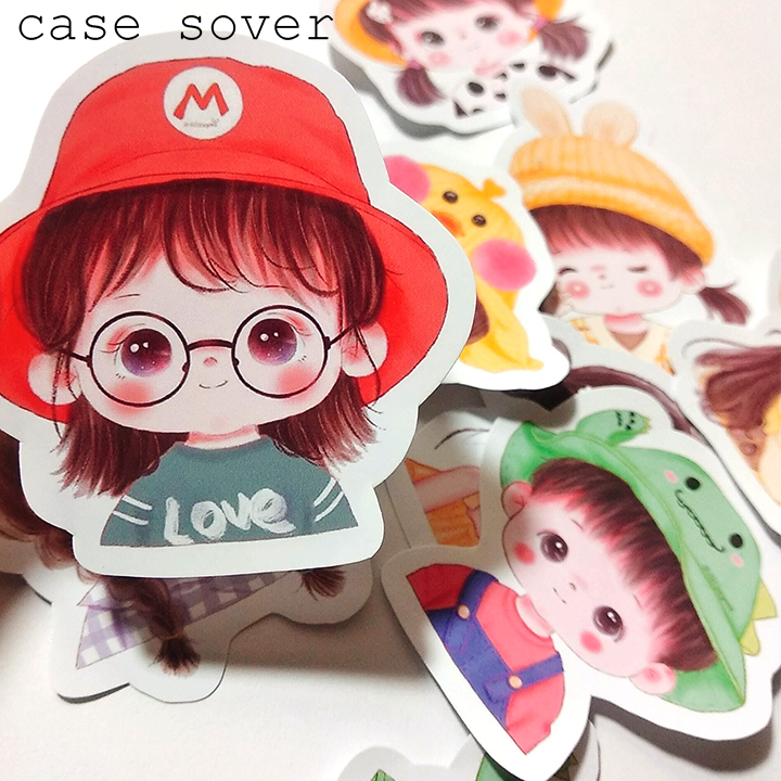 Set 11 Sticker thiết kế chủ đề Bé Chibi Cute - Case Sover