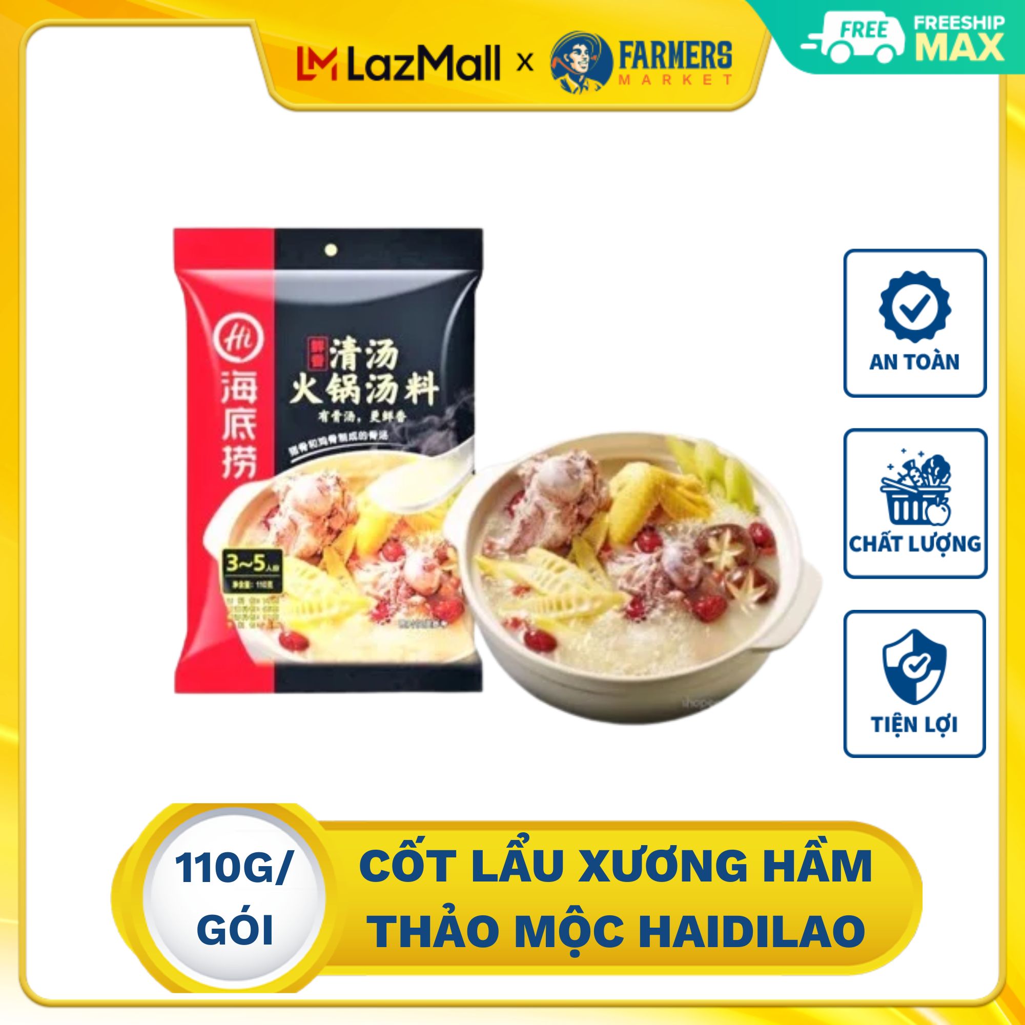 [Giao hàng toàn quốc] Cốt lẩu xương hầm thảo mộc Haidilao 110 g