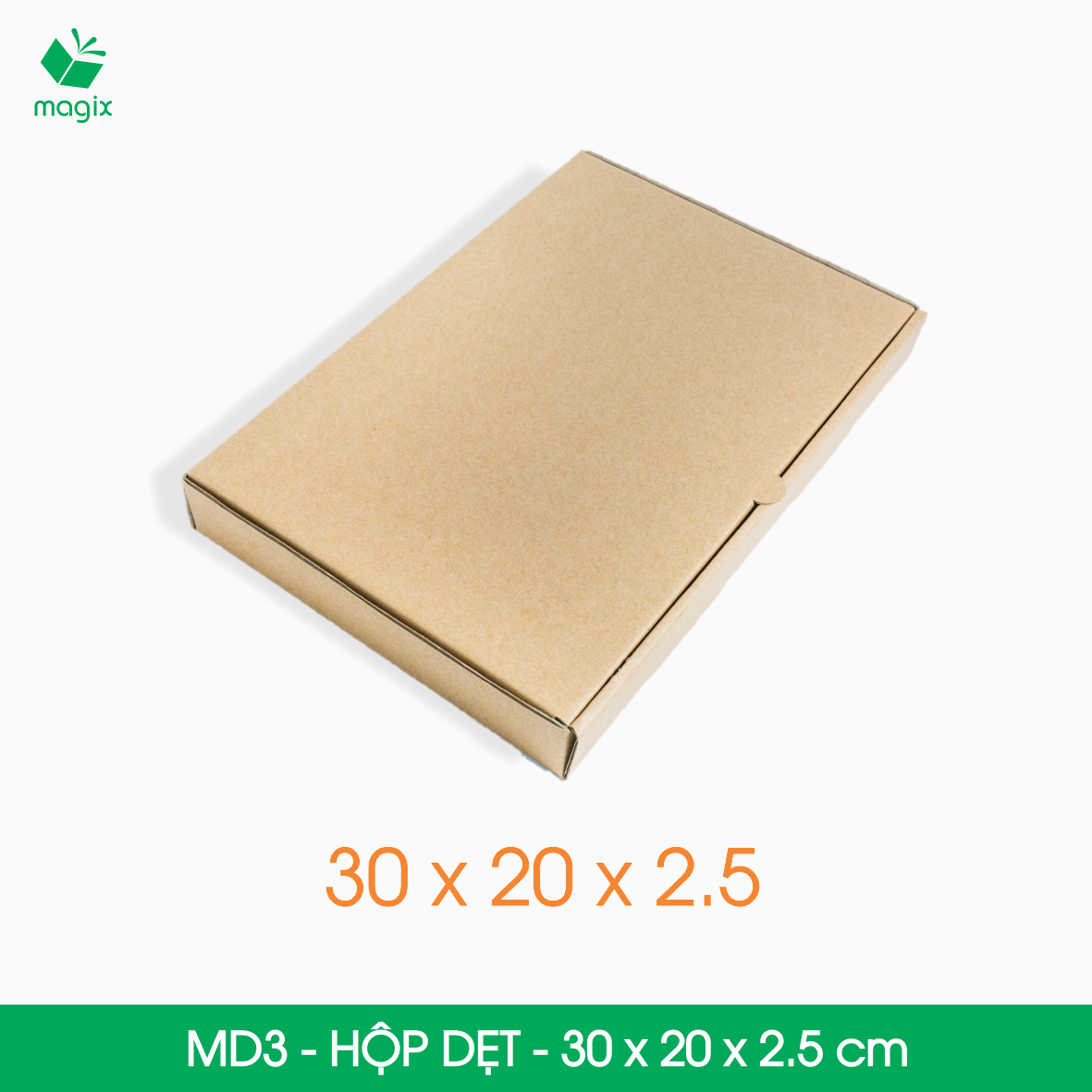 Md3 - 30x20x2.5 cm - 25 thùng hộp carton trơn đóng hàng