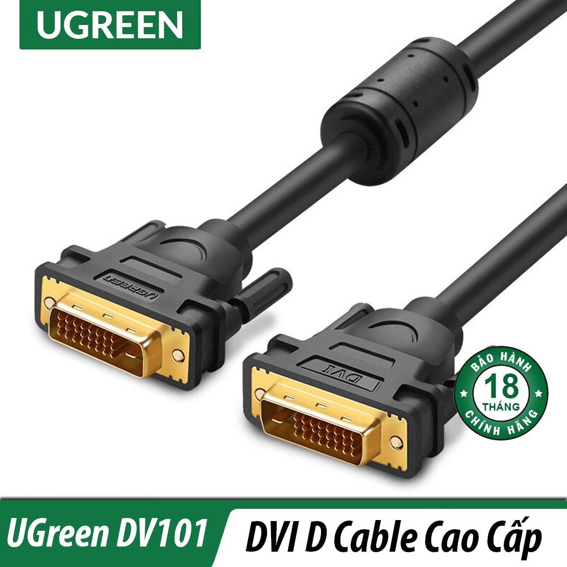 Cáp dvi to dvi 24 + 1 dài 5m cao cấp ugreen 11608 chính hãng