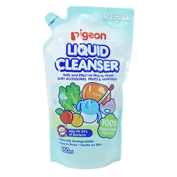 Nước rửa bình sữa Pigeon gói 650ml Tặng 1 cắt móng tay họa tiết ngẫu nhiên - nuoc rua binh sua