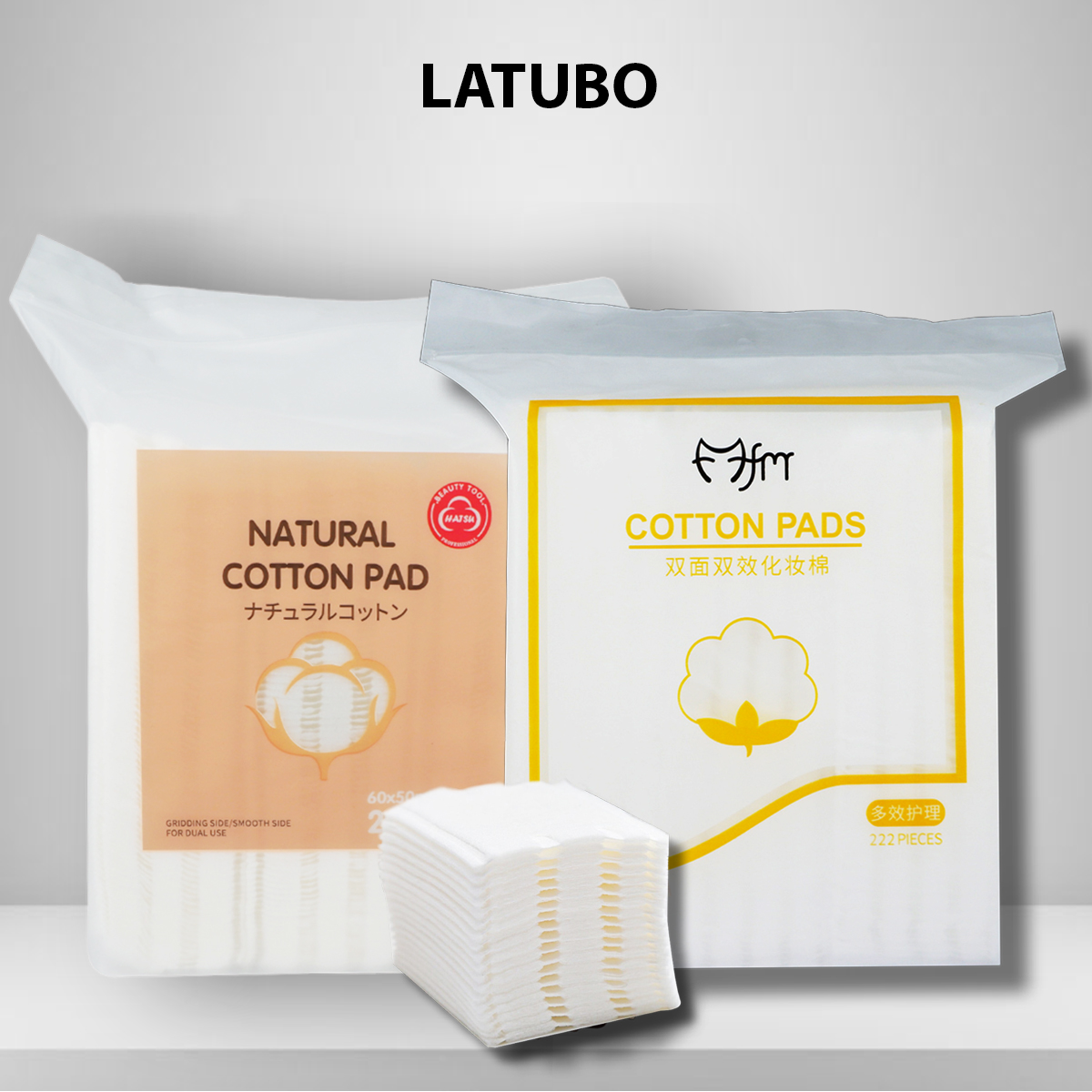 Bông tẩy trang 3 lớp dày dặn Cotton Pads LATUBO 222 miếng NPP Tido88