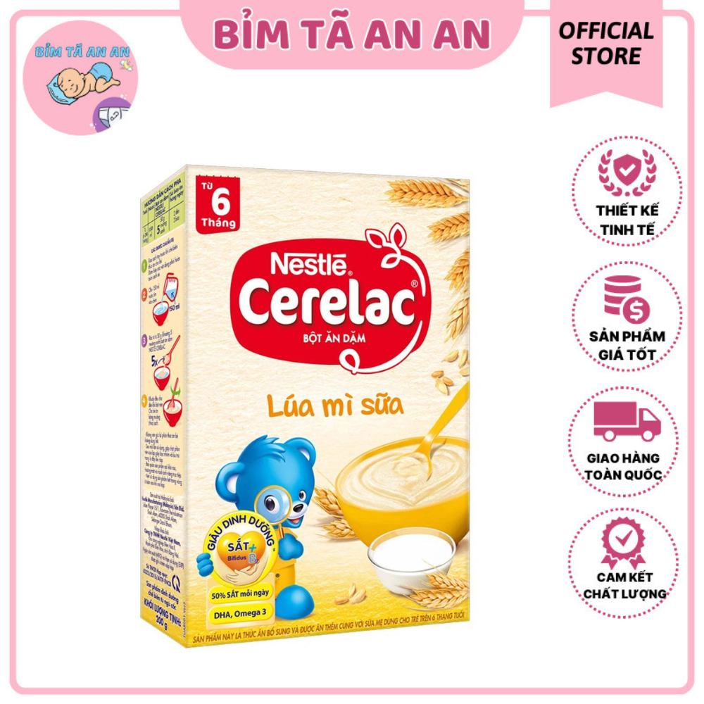 Bột Ăn Dặm Nestlé Cerelac Lúa Mì Và Sữa Ít Đường 6 - 24 tháng