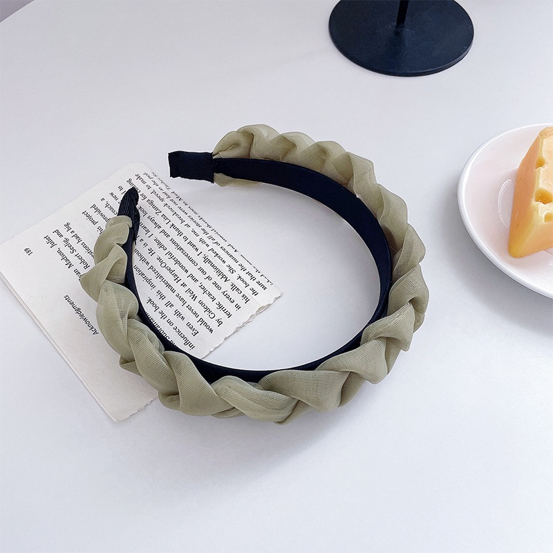 Băng đô cài tóc bện vải nhiều màu pastel bờm tóc tiểu thư thời trang cho nữ vải voan phồng