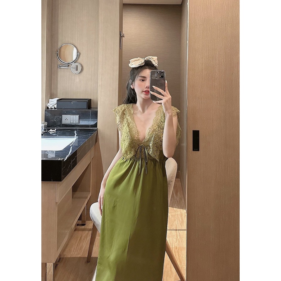 Váy Ngủ Cánh Tiên Ren Sexy, Váy Ngủ Lụa Cao Cấp Dáng Dài Freesize