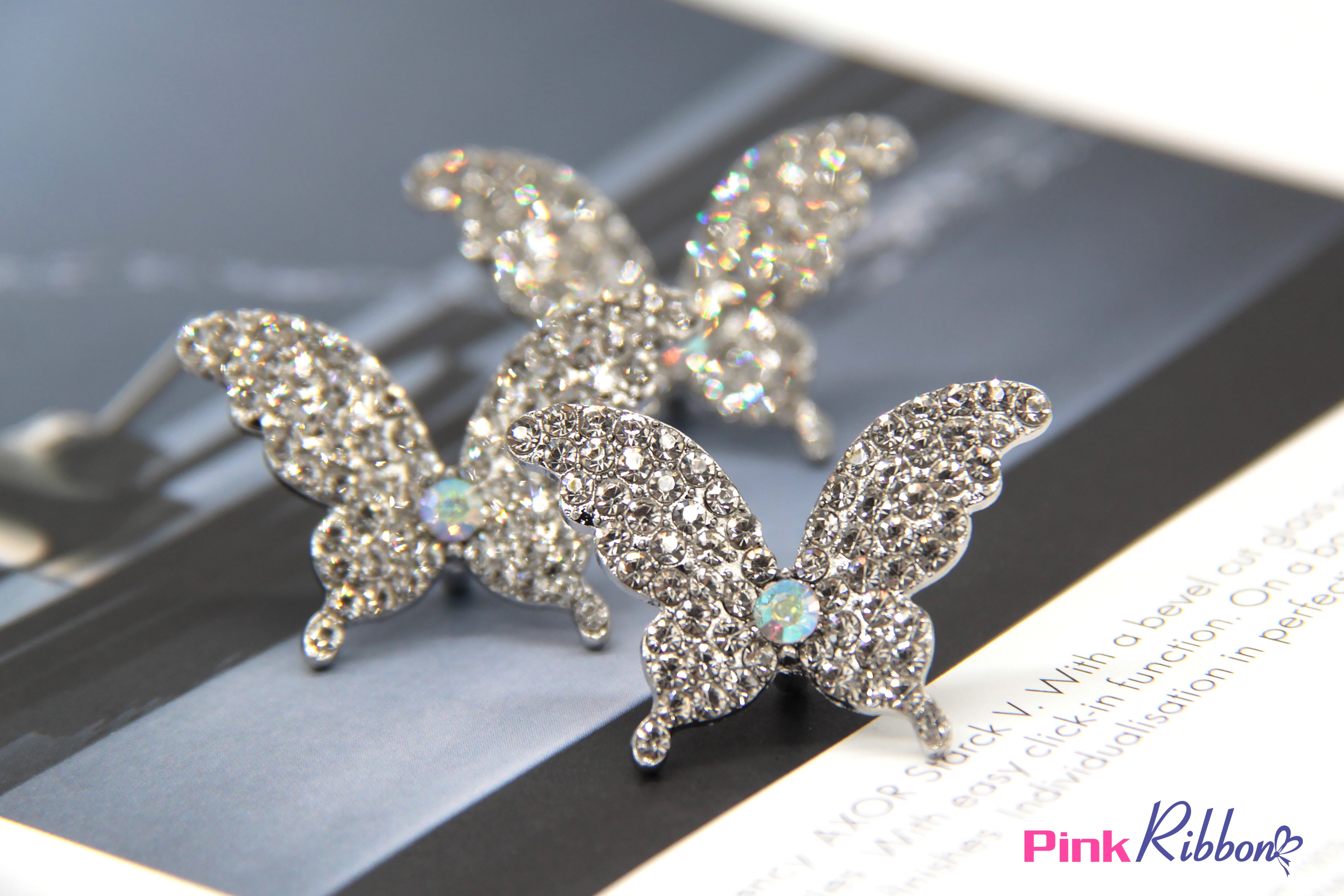 Charm hình bướm đính đá có móc kẹp làm phụ kiện thời trang, phụ kiện tóc