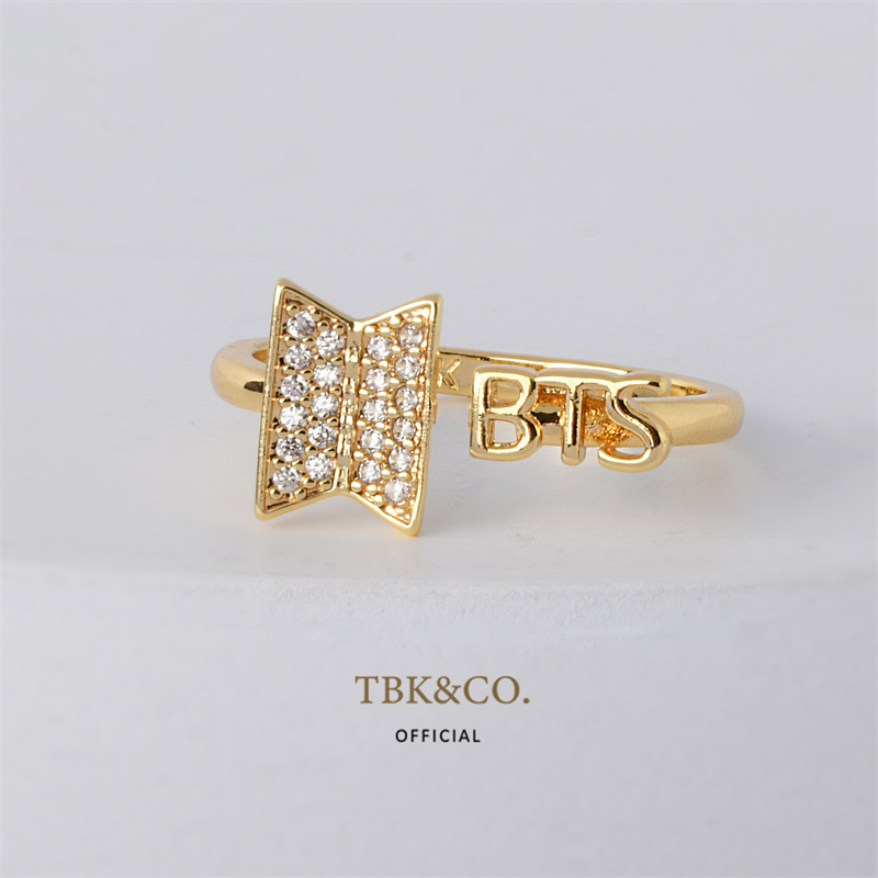 TBK 18K Gold Hallyu K-Pop Bts Inspired Army Adjustable Ring For Women Accessories 900R