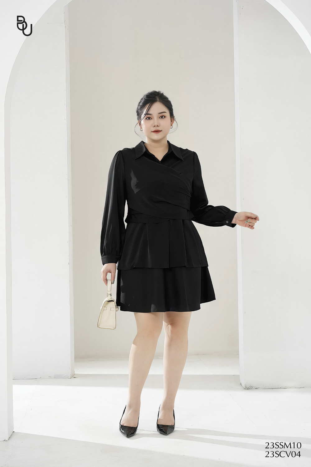Áo sơ mi đắp chéo eo BIGSIZE (55kg đến 95kg) - 23SSM10 - [BUstu Bigsize]