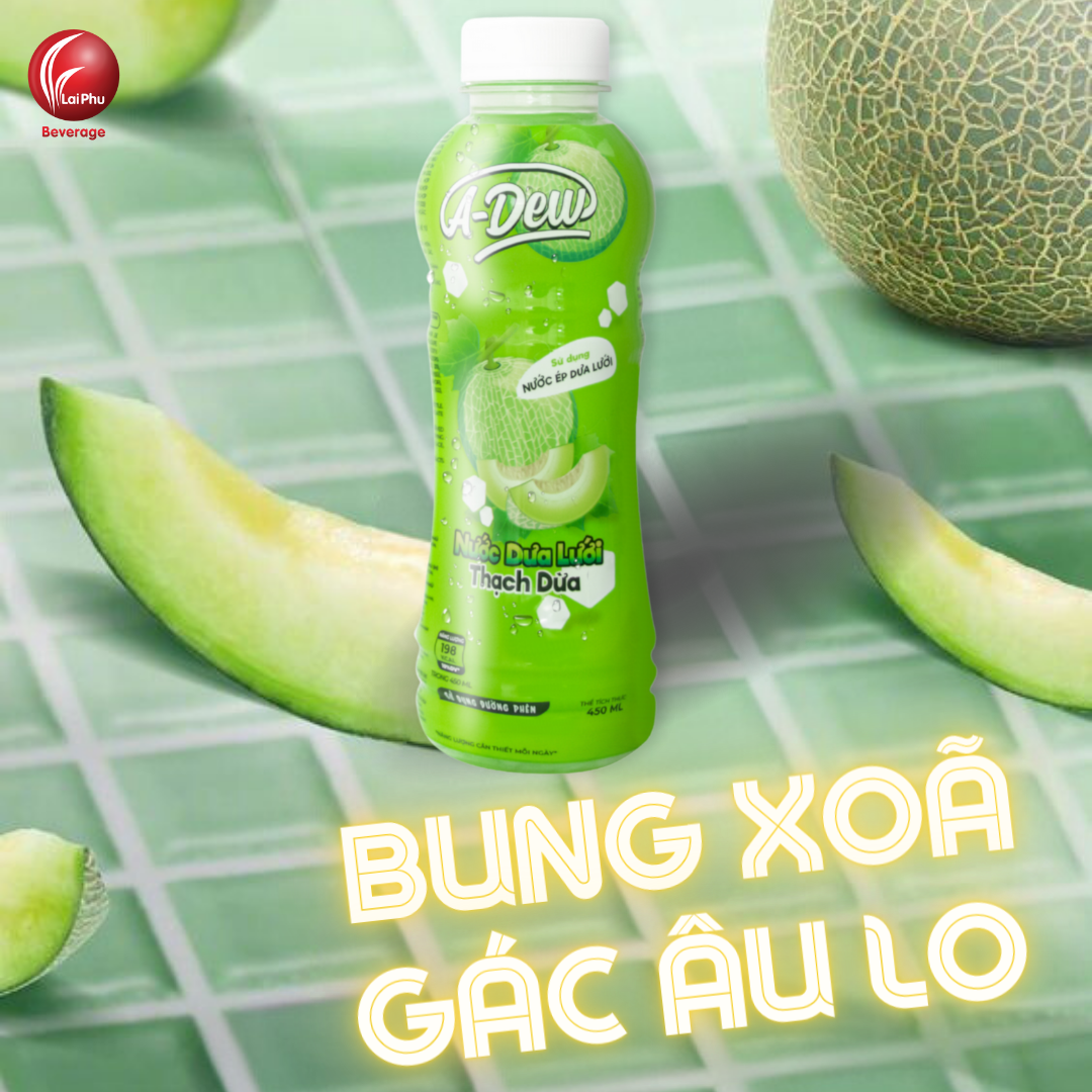 Nước Dưa Lưới Thạch Dừa A-Dew 450ml - Lốc 6 Chai