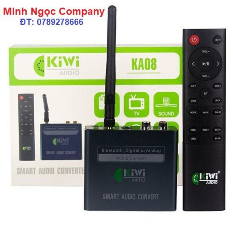 Bộ Chuyển Đổi Âm Thanh Digital Sang Analog Kiwi KA08 Bluetooth Giải Mã 24