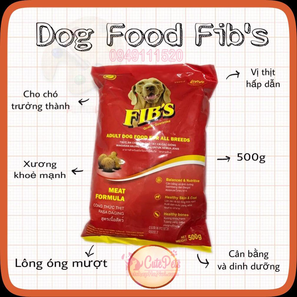 [HCM]{ 10 gói } Thức ăn hạt cho Chó mọi lứa tuổi. Fibs 400g. TC: 4kg