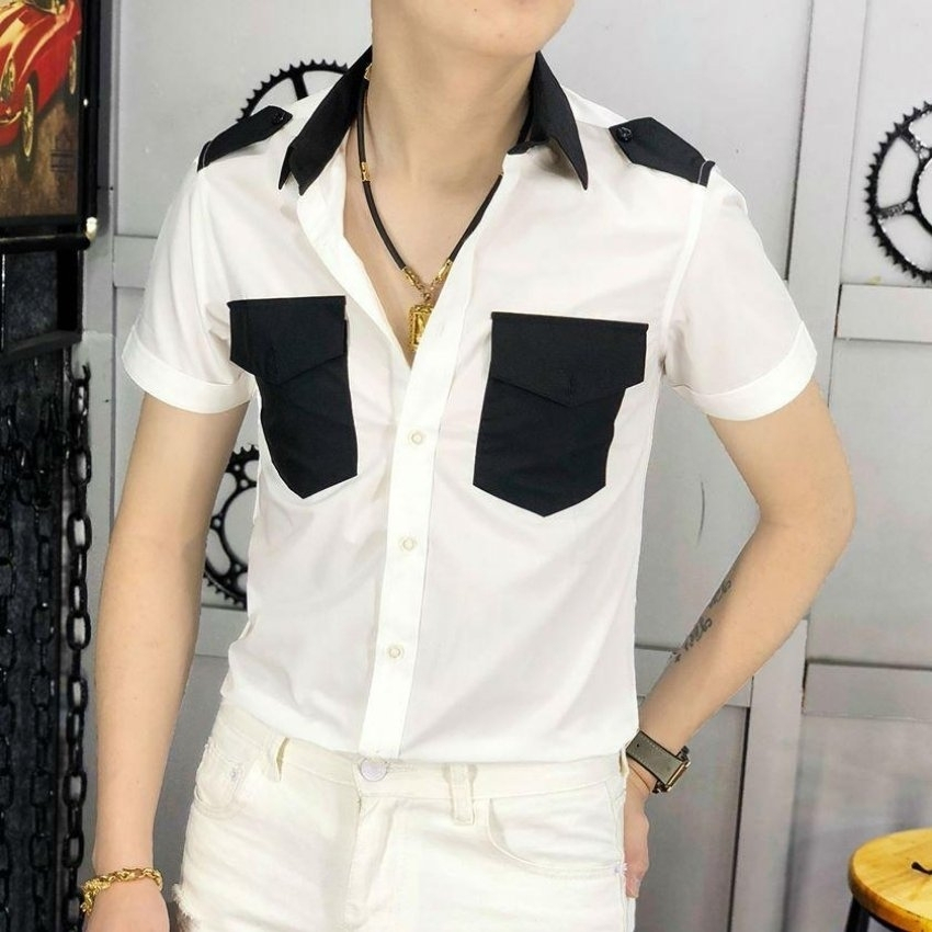 Áo sơ mi nam ngắn tay phối hai túi Mẫu VS966 Thời trang PONIVA BRANCH Thiết kế nam tính lịch lãm chuẩn shop