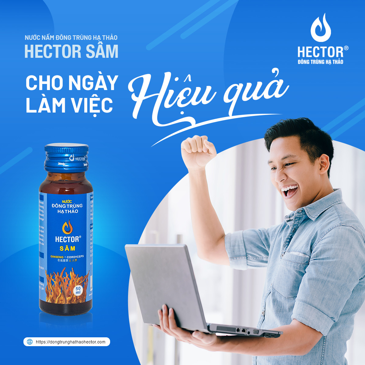 Combo 2 chai nước uống Đông Trùng Hạ Thảo Hector Sâm (50mlx2)