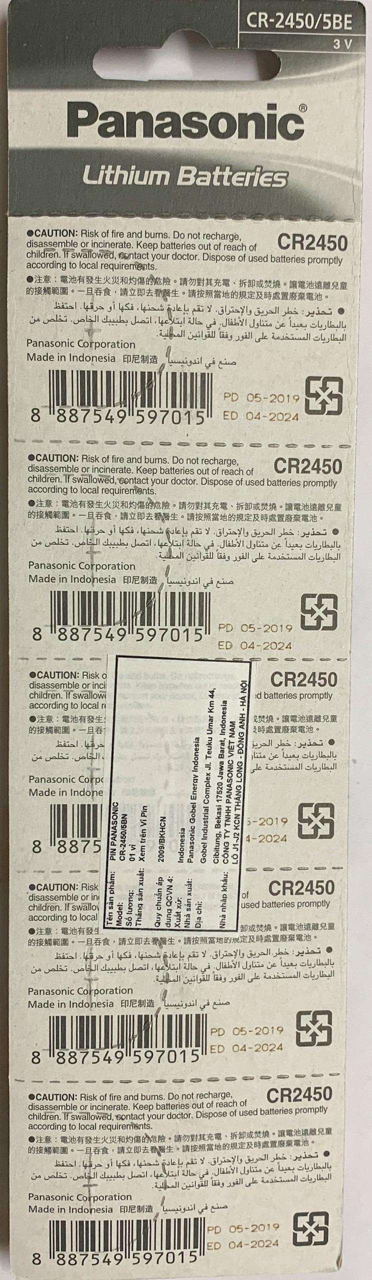 Vỉ 5 Viên CR2450 Panasonic 3V