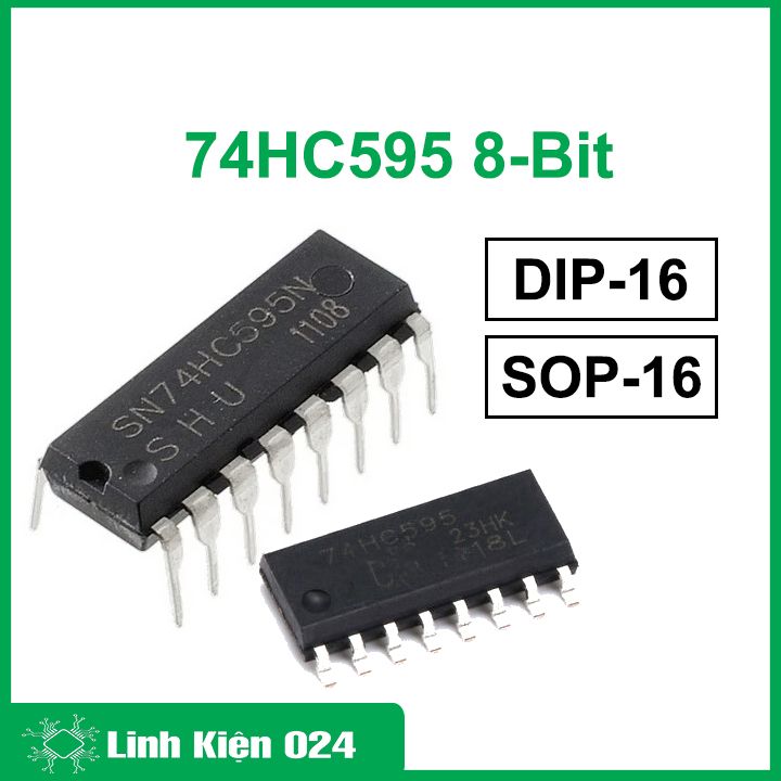 Ic 74hc595 8-bit serial-to-parallel shift register tri-state sop-16 / dip16