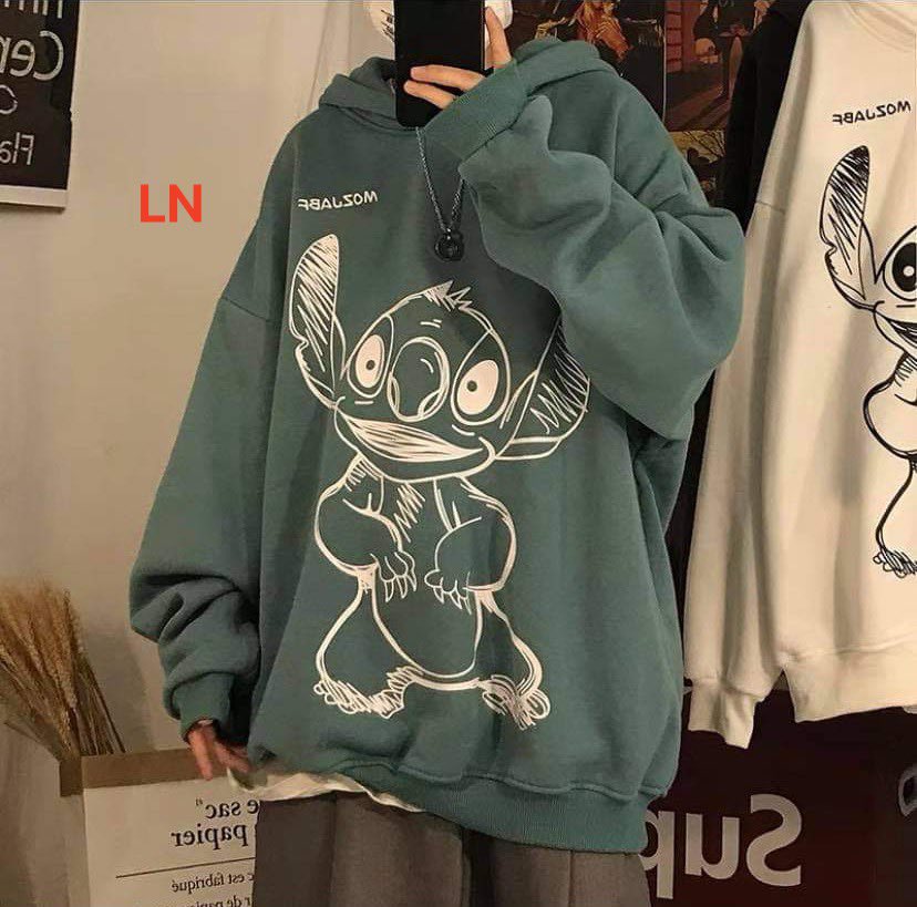 Áo hoodie Stitch đen trắng - LN5545
