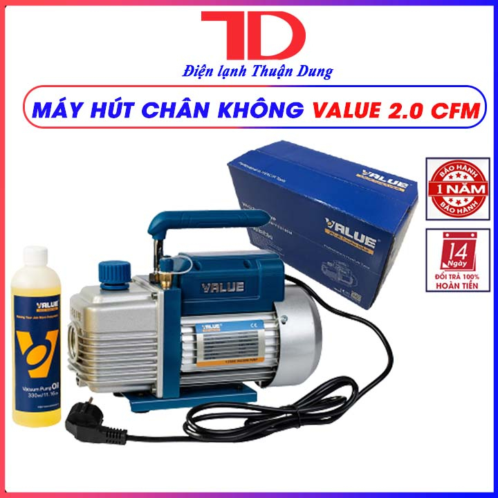 Máy hút chân không Value, 1.5 CFM, 2.0 CFM, 3.0 CFM, model VH115N, VE115N, VE125N, dùng cho máy lạnh, điều hoà, điều hoà ô tô, điện lạnh dân dụng, Điện Lạnh Thuận Dung