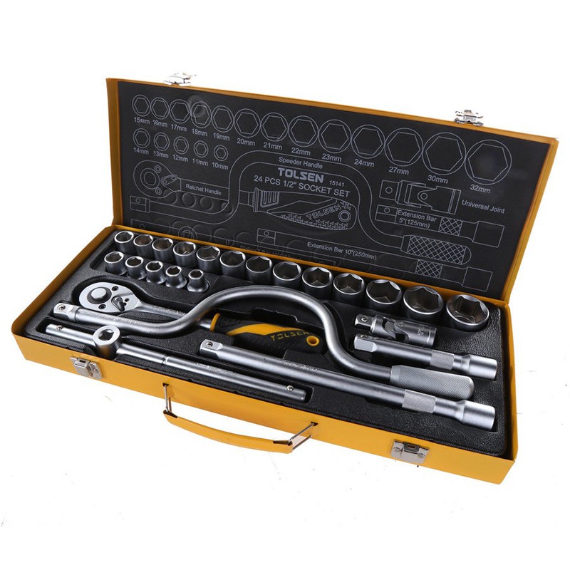 Bộ Đầu Típ 24 Món Tolsen 15141 (1/2'') - Vàng