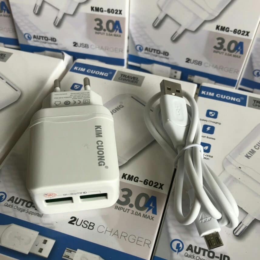 Bộ Sạc KIM CƯƠNG KMG 602X 3.0A MAX  kèm cáp micro usb
