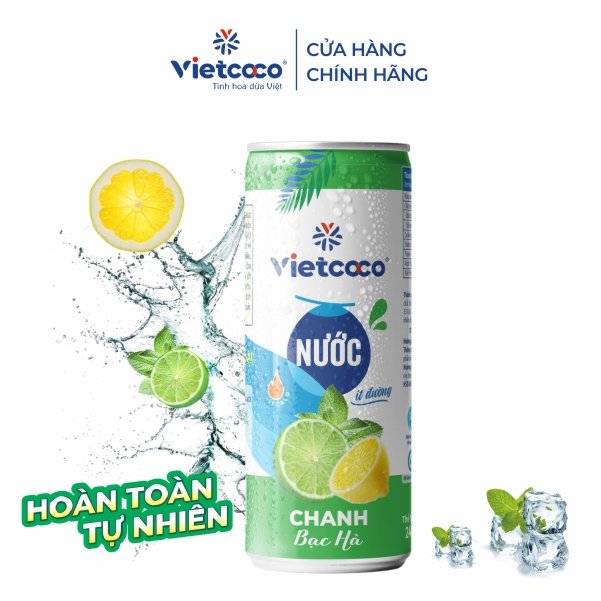 Combo 6 lon nước chanh bạc hà Vietcoco 240ml