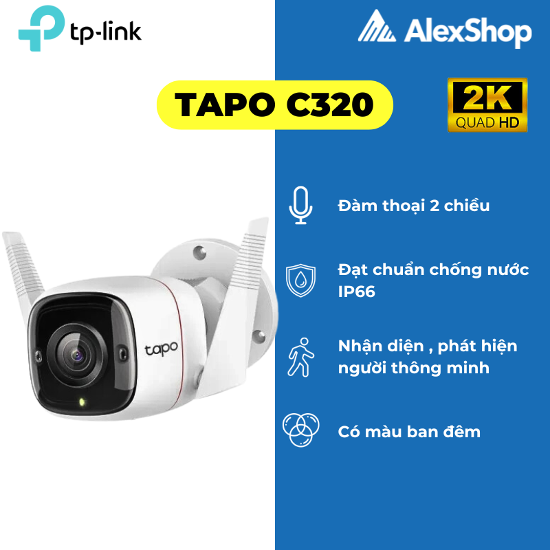 [CHÍNH HÃNG] Camera Ngoài Trời TPLink Tapo C320 C310 QHD / FullHD Quản Lí App Đàm Thoại 2 Chiều Phát Hiện Chuyển Động-  Camera Ngoài Trời