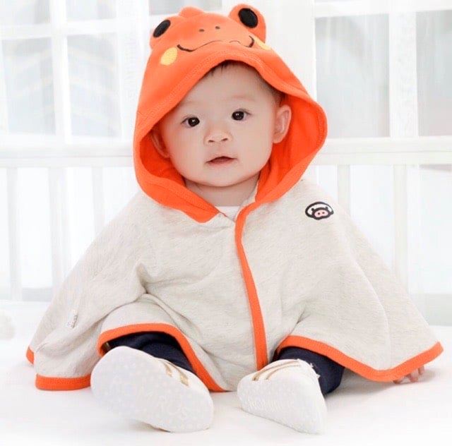Áo choàng chống nắng cho bé hình con ếch kute, áo chống nắng cotton cho bé trai và bé gái từ 5-18kg