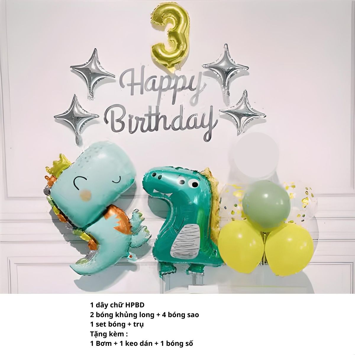 Set bóng khủng long, set trang trí chủ đề khủng long, set trang trí sinh nhật bé trai Fubao Store