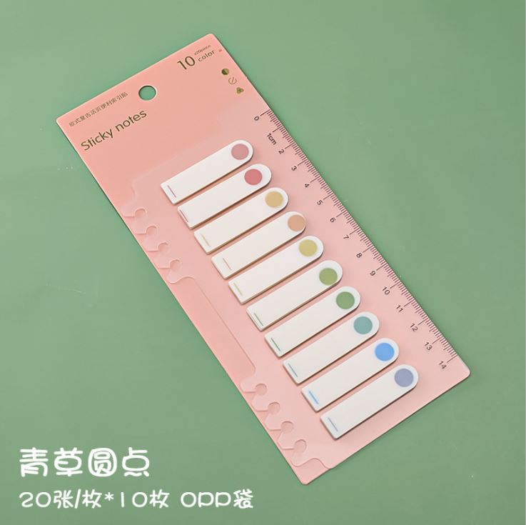 Giấy note màu vintage Morandi kèm thước kẻ tiện dụng H171