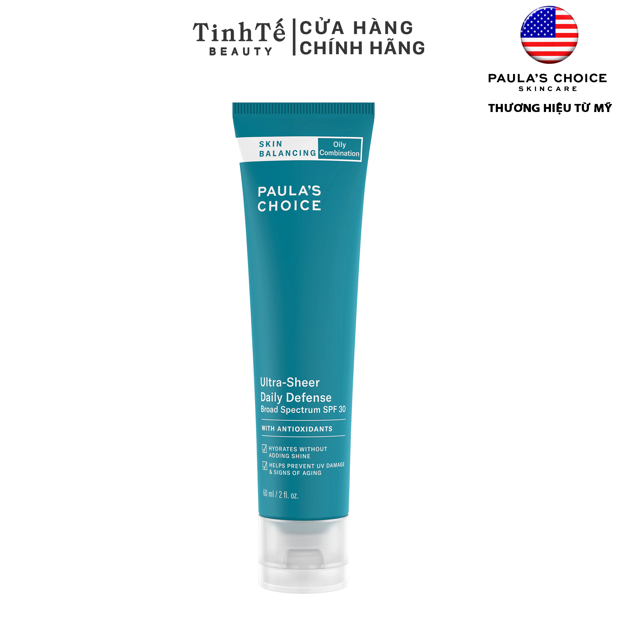 Kem dưỡng bảo vệ,cân bằng da Paula's Choice Skin Balancing Ultra Sheer Daily Defence SPF 30 60ml