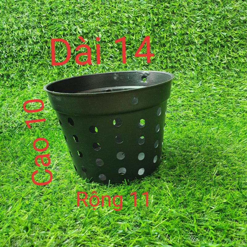 Combo 50 chậu nhiều lỗ f14,chậu nhựa đen trồng lan,giỏ treo lan