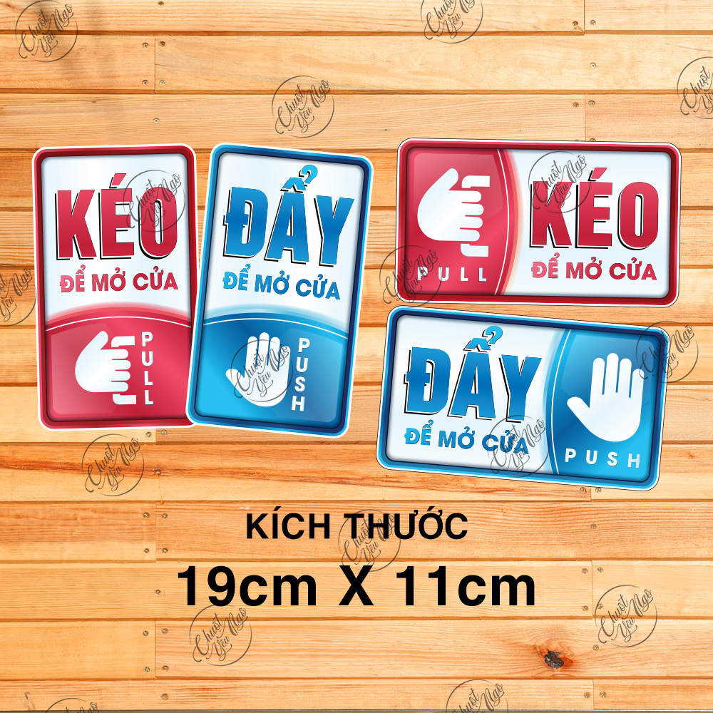 Miếng dán đẩy kéo pull push decal cửa kính decor trang trí cửa ra vào 19x11cm BÀN TAY