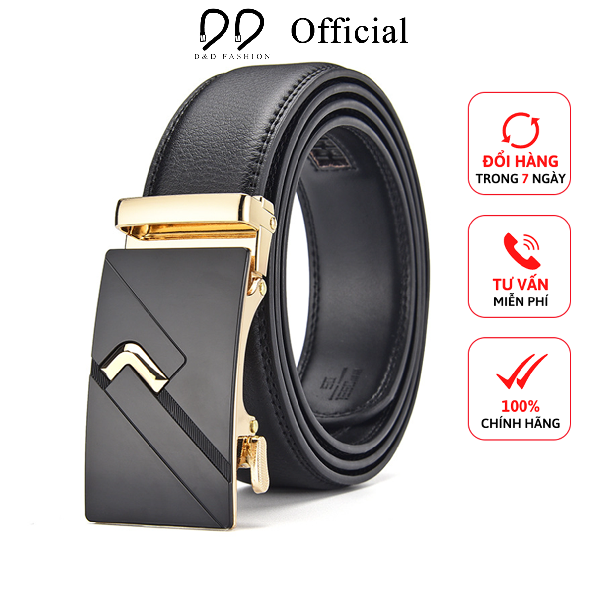 Thắt lưng nam da cao cấp chữ V, khóa kim loại kiểu tự động (Mã DDF05) - D&D Fashion